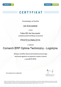 Faktor IBS - Profesjonalista Comarch ERP Optima Techniczny - Logistyka