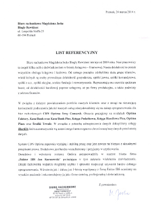 Referencje dla Faktor IBS - MJ Biuro Rachunkowe